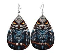 Boucles d'oreilles chouette pour femme - Boucles d'oreilles pendantes en cuir - Double face - Légères - Accessoires d'oreille pour femme - Bijoux tendance - Cadeau d'anniversaire