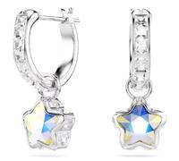Boucles d'oreilles Chroma, tailles mixtes, étoile, blanches, finition rhodium