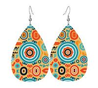 Boucles d'oreilles circulaires avec symboles culturels en forme de larme, boucles d'oreilles tendance adaptées pour le travail, les rendez-vous, les vacances