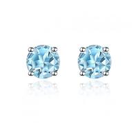 Boucles d'oreilles Citrine 925 STAD Round 4 mm Boucle d'oreilles en pierre de naissance S pour les femmes