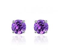 Boucles d'oreilles Citrine 925 STAD Round 4 mm Boucle d'oreilles en pierre de naissance S pour les femmes