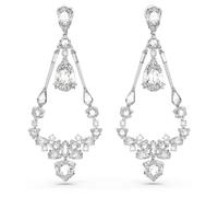 Boucles d'oreilles clip Mesmera, Tailles diverses, Chandelier, Longues, Blanches, Métal rhodié OS