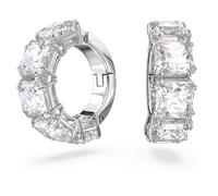 Boucles d'oreilles clip Millenia, Taille Carré, Blanches, Métal rhodié OS
