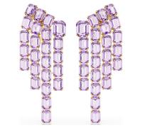 Boucles d'oreilles clip Millenia, Taille octogonale, Chandelier, Violet, Doré à l’or 18 carats (750/1000) OS