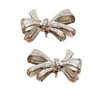 Boucles d'oreilles clip strass en forme de nœud - Décoration exquise pour écouteurs ouverts, bijoux scolaires, voyages d'affaires en plein air