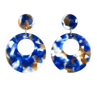 Boucles d'oreilles clips - plaque argent avec acrylique bleu - Elica BL par Bello London
