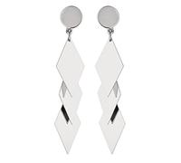 Boucles d'oreilles clips - Plaqué argent avec trois formes de diamant liées - Kallie S par Bello London