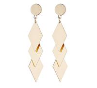 Boucles d'oreilles clips - Plaqué or avec trois formes de diamant liées - Kallie G par Bello London