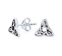 Boucles D'Oreilles Clou Avec Symbole Ancien De Nœud D'Amour Infini Celtique Irlandais Trinité Pour Hommes Et Femmes En Argent Sterling Oxydé .925 (7MM)