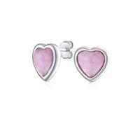 Boucles D'Oreilles Clou En Forme De Cœur En Pierre Précieuse Romantique : Femmes Adolescentes Argent Sterling .925 Quartz Rose Clair Serti En Serti Clos Pour Petite Amie