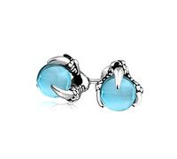 Boucles D'Oreilles Clou Griffes De Dragon Orbe Boule Translucide Bleu Aqua Punk Gothique Rocker Biker Pour Hommes Pour Femmes Ton Argent Acier Inoxydable Noir Oxydé