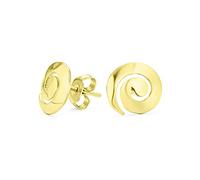 Boucles D'Oreilles Clou Petites Pour Femmes Et Adolescentes En Or Jaune Plaqué Or 14 Carats Argent Sterling .925 Martelées Géométriques Rondes En Spirale De Labyrinthe