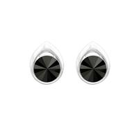 Boucles d'Oreilles Clous Argent 925 Rivoli 8mm Swarovski Element - Jet - Femme - Cristal