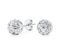 Boucles D'Oreilles Clous Boule Disco En Cristal Clair Pour Femmes Et Adolescentes - Rondes Design Simple Et Basique - Argent Sterling .925-8MM