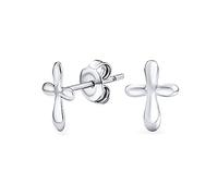 Boucles d'oreilles clous croix délicates simples Bijoux religieux minimalistes pour femmes Cadeau de communion Argent sterling poli .925