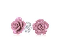 Boucles D'Oreilles Clous En Forme De Rose Sculptée 3D Florale Délicate Romantique Violette Mauve Pour Femmes Pour Adolescentes Pour Mère Avec Tige Plaquée Argent