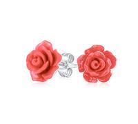 Boucles D'Oreilles Clous En Forme De Rose Sculptée 3D Pêche Orange Délicate Romantique Florale Pour Femmes Adolescentes Pour Mère Avec Tige Plaquée Argent