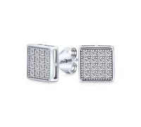 Boucles D'Oreilles Clous En Zircon Cubique Carré Géométrique Micro Pavé CZ Pour Hommes Et Femmes En Argent Sterling .925 7MM