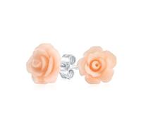 Boucles D'Oreilles Clous Florales Délicates Romantiques 3D Rose Pâle Sculptées En Forme De Fleur De Rose Pour Femmes Pour Adolescentes Mère Avec Tige Plaquée Argent