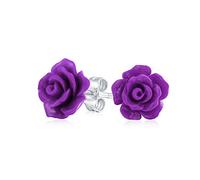 Boucles D'Oreilles Délicates Et Romantiques En Argent Plaqué Avec Des Fleurs En Relief En 3D De Couleur Lavande Violette Pour Femmes Adolescentes Et Mères