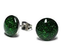 Boucles d'Oreilles Clous Paillettes Vertes 10mm Rondes