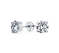 Boucles D'Oreilles Clous Solitaires En Zircone Cubique Ronde De 0,7 Carat Taille Brillant AAA Pour Femmes Et Hommes En Argent Sterling .925 Fermoir À Vis 6MM