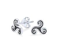 Ancien Petit Symbole Celtique Irlandais En Spirale Trinitaire Boucles D'Oreilles Triskèle Pour Hommes Et Femmes En Argent Sterling Oxydé (.925) 7MM