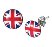 Boucles d'Oreilles Clous Union Jack Angleterre 10mm Rondes
