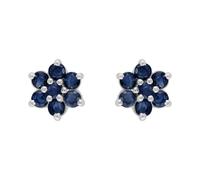 Boucles D'Oreilles Clusters Ronds En Saphir Floral En Argent Sterling 925