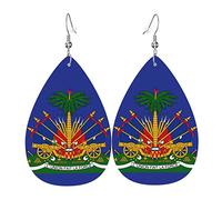 Boucles D'Oreilles Coat Of Arms Of Haiti Boucles D'Oreilles Percée Rétro Boucles D'Oreilles Pendantes En Cuir Décoration Boucles D'Oreilles Pendantes Pour Fête Bijoux Femmes