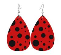 Boucles d'oreilles coccinelles colorées en cuir avec larme pour femme