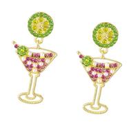 Boucles d'oreilles cocktail cloutées avec diamants uniques sur le thème du citron - Convient à toutes les tenues de mariage, One Size, Comme décrit, Produit conforme à la description.
