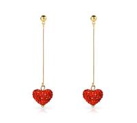 Boucles d'Oreilles Coeur Rouge, Doux Amour Boucles d'Oreilles Saint Valentin pour Femme Petite Amie Strass Romantique Boucles d'Oreilles Pendantes pour Anniversaire Noël Bijoux Cadeaux