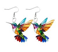 Boucles d'oreilles Colibri - Pendants d'oreilles Oiseau Colorés | Boucles d'oreille Animaux en Acrylique pour Femmes & Filles, Pendentifs Colibri Légers comme une Plume, Bijoux Boho, Cadeau pour Amour