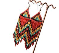 Boucles d'oreilles colorées avec perles florales - Pendentifs d'oreilles légers fabriqués à la main - Bijoux ethniques pour femmes et filles, taille unique, Comme décrit, Comme décrit.