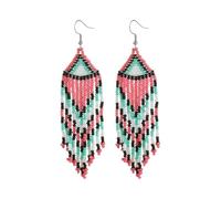 Boucles d'oreilles colorées avec perles florales - Pendentifs d'oreilles légers fabriqués à la main - Bijoux pour femmes et filles, taille unique, Comme décrit, Comme décrit.