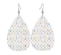 Boucles d'oreilles colorées dessinées à la main avec flèches de style bohème en cuir en forme de larme Texture légère de luxe - Convient pour un usage quotidien, une fête, un rendez-vous galant