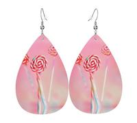 Boucles d'oreilles colorées en cuir à motif sucette : boucles d'oreilles pour femme, adaptées pour le quotidien, les fêtes, les rendez-vous, etc.