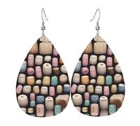 Boucles d'oreilles colorées en cuir barbe à papa - Boucles d'oreilles de style européen et américain pour jeunes femmes, cadeaux d'anniversaire ou de Saint-Valentin