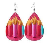 Boucles d'oreilles colorées en forme de larme en cuir pour femme - Boucles d'oreilles pendantes légères en PVC avec crochets en argent 925, imprimés double face | Cadeau hypoallergénique