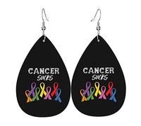 Boucles D'Oreilles Combattez Le Cancer De Toutes Les Couleurs Rubans De Sensibilisation Au Cancer Boucles D'Oreilles Pendantes En Cuir Vintage Rétro Boucles D'Oreilles Pendantes Pour Femme