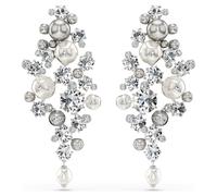 Boucles d'oreilles Constella, Perle de cristal, Taille ronde, Blanches, Métal rhodié OS