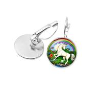 Boucles d'oreilles convexes en verre pour fille Motif licorne, nan