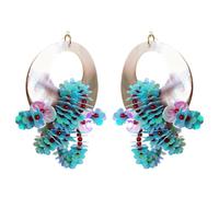 Boucles d'oreilles coquillage, boucles d'oreilles pendantes style chinois, modèle fait main en argent 925, asymétriques, inspiration turquoise, pour une allure élégante et originale