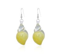 Boucles d'oreilles coquillages scintillantes, Boucles d'oreilles coquillages colorées phosphorescentes, Boucles d'oreilles pendantes conques vintage, Bijoux de plage et océan pour femme (Yellow)