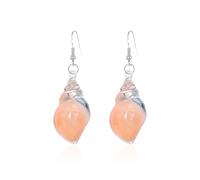 Boucles d'oreilles coquillages scintillantes, Boucles d'oreilles coquillages colorées phosphorescentes, Boucles d'oreilles pendantes conques vintage, Bijoux de plage et océan pour femme (Orange)