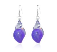 Boucles d'oreilles coquillages scintillantes, boucles d'oreilles coquillages inspirées de l'océan, boucles d'oreilles bohèmes phosphorescentes en forme de coquillage, bijoux océan créatifs (Purple)