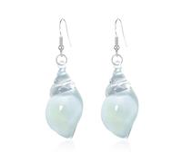 Boucles d'oreilles coquillages scintillantes, boucles d'oreilles coquillages inspirées de l'océan, boucles d'oreilles bohèmes phosphorescentes en forme de coquillage, bijoux océan créatifs (White)