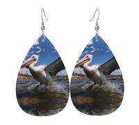 Boucles d'oreilles coquines en cuir en forme de goutte à motif pélican - Texture légère et luxueuse, adaptées pour un usage quotidien, une fête, un rendez-vous galant, taille unique, Simili cuir