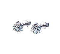 Boucles d'oreilles coréennes unisexes en argent sterling avec galvanoplastie de précision à trois griffes., 30 minutes and 4mm, Métal